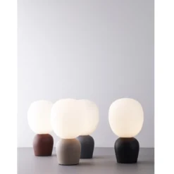 Belid Buddy Tischleuchte rostfarben Glas opal G9