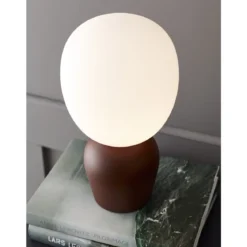 Belid Buddy Tischleuchte rostfarben Glas opal G9