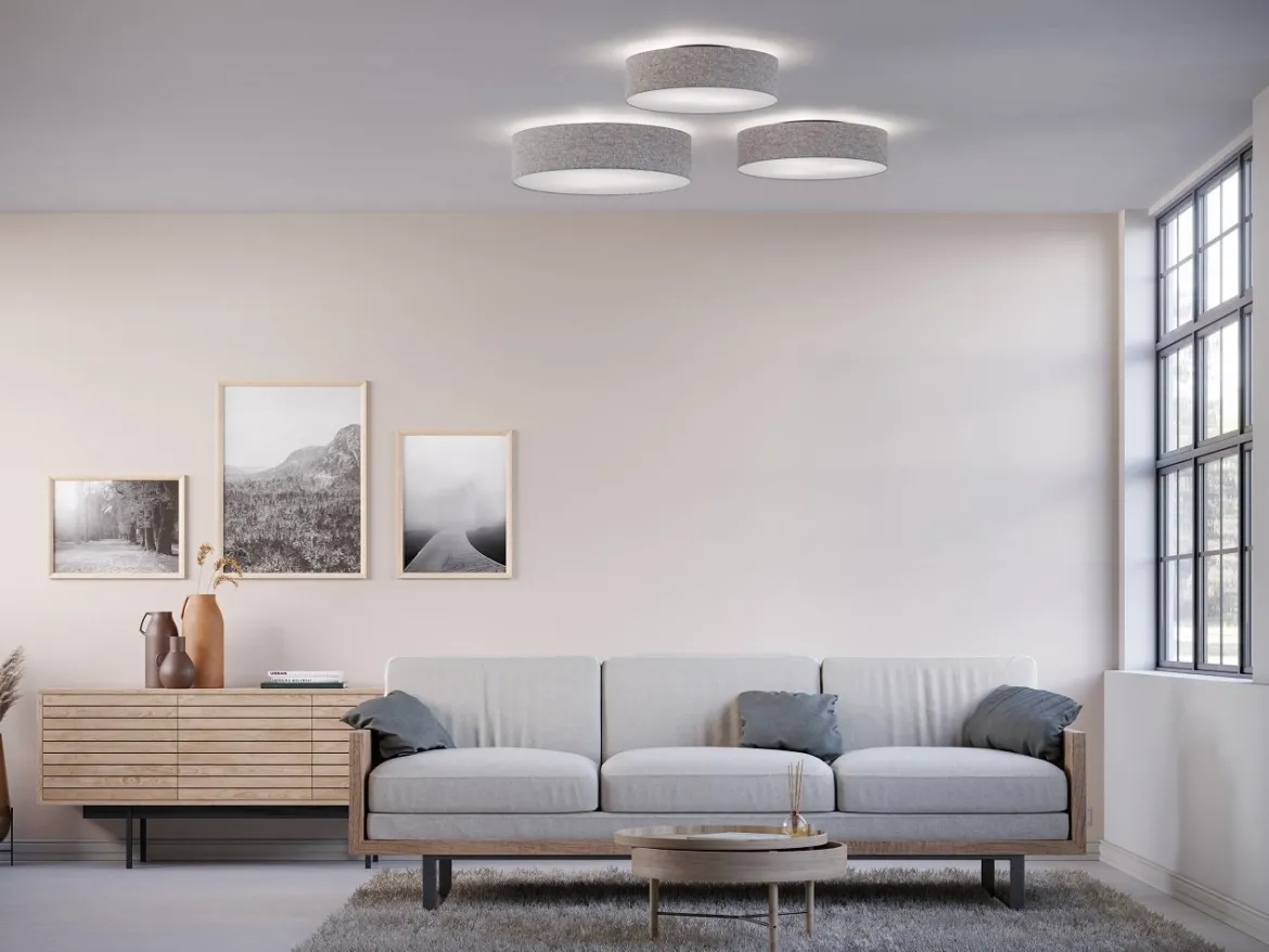 Belid Leuchten Deckenleuchte Soft grau Wolle 44cm
