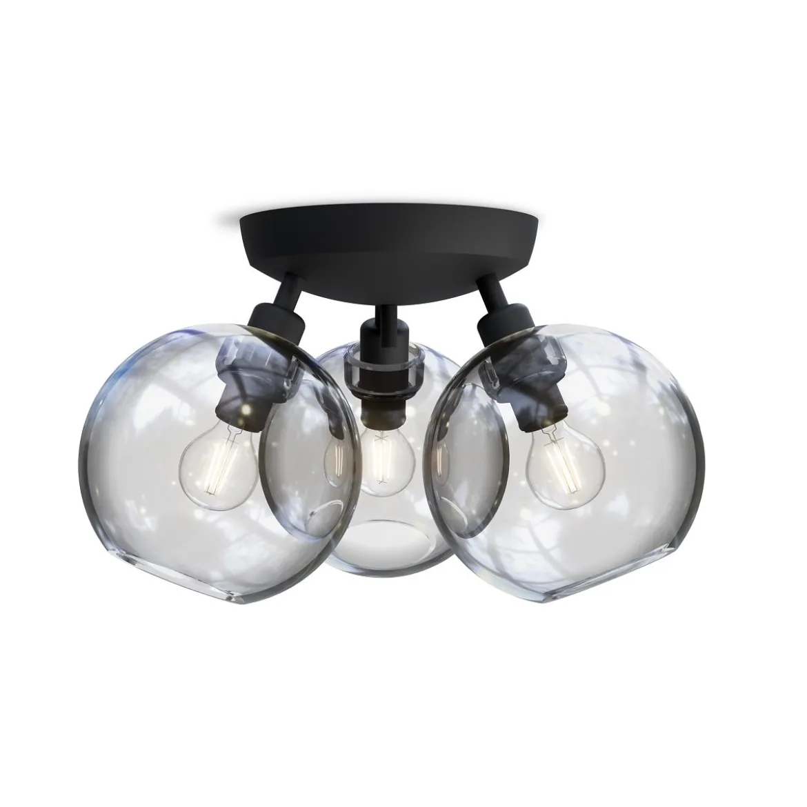BELID Leuchten 20108618 Deckenleuchte Gloria 3-flammig 33cm Schwarz Klarglas