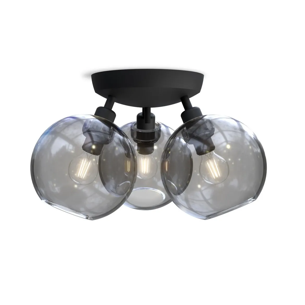 BELID Leuchten 20108673 Deckenleuchte Gloria 3-flammig 33cm Schwarz Rauchglas