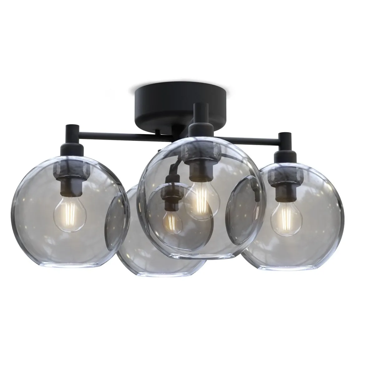 BELID Leuchten 20098673 Deckenleuchte Gloria 4-flammig 46cm Schwarz Rauchglas