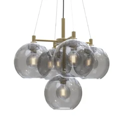 BELID Leuchten 1299101073 Kronleuchter Gloria 5-flammig Messing Rauchglas