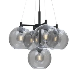 BELID Leuchten 12998673 Kronleuchter Gloria 5-flammig Schwarz Rauchglas