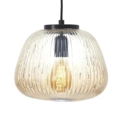 Brilliant AG Leuchten 80107-86 Kaizen Pendelleuchte amber bernstein schwarz matt