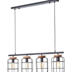 Brilliant AG Leuchten 99885-06 Pendelleuchte Gwen 4-flammig schwarz holz