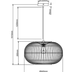 Brilliant AG Leuchten 99883-06 Pendelleuchte Woodball 1-flammig schwarz rattan