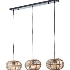 Brilliant AG Leuchten 99884-06 Pendelleuchte Woodball Balken 3-flammig schwarz rattan