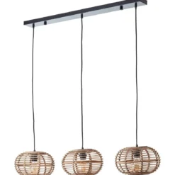 Brilliant AG Leuchten 99884-06 Pendelleuchte Woodball Balken 3-flammig schwarz rattan