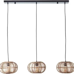 Brilliant AG Leuchten 99884-06 Pendelleuchte Woodball Balken 3-flammig schwarz rattan