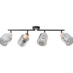 Brilliant AG Leuchten 99839-93 Weald Spotrohr 4-flammig holz rauchglas schwarz