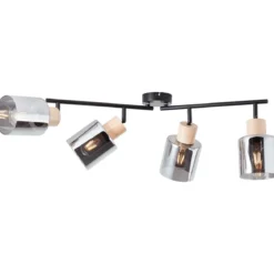 Brilliant AG Leuchten 99839-93 Weald Spotrohr 4-flammig holz rauchglas schwarz