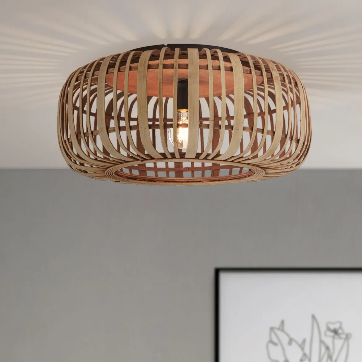 Brilliant AG Leuchten 99405-20 Woodrow Deckenleuchte 50cm hellbraun