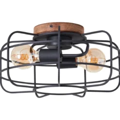 Brilliant Leuchten 99707-66 Deckenleuchte Gwen antik holz schwarz korund 40cm