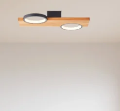 Brilliant Leuchten G99936-76 LED Deckenleuchte Cheesy schwarz matt holz 3000K