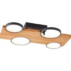 Brilliant Leuchten G99937-76 LED Deckenleuchte Cheesy schwarz holz 3000K dimmbar