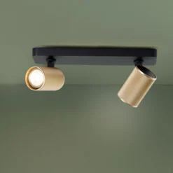 Brilliant Leuchten G99202-86 Marty LED Balkenstrahler 2-flammig schwarz matt gold
