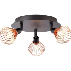 Brilliant Leuchten No. 21034-76 Deckenleuchte Rondell Dalma 3-flammig schwarz kupfer