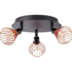 Brilliant Leuchten No. 21034-76 Deckenleuchte Rondell Dalma 3-flammig schwarz kupfer