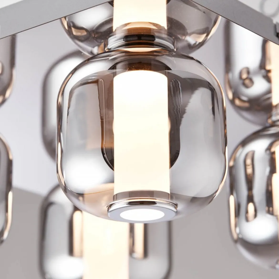 Brilliant Leuchten No. G97177-93 Rafa LED Deckenleuchte 4flg chrom rauchglas 3000K