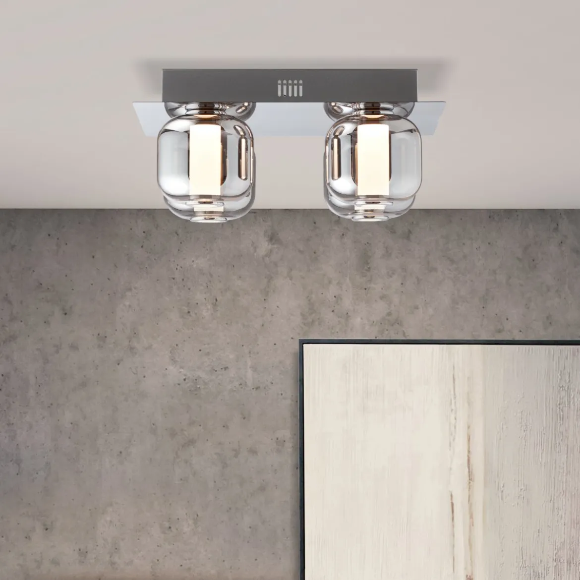 Brilliant Leuchten No. G97177-93 Rafa LED Deckenleuchte 4flg chrom rauchglas 3000K