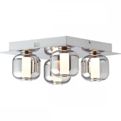 Brilliant Leuchten No. G97177-93 Rafa LED Deckenleuchte 4flg chrom rauchglas 3000K