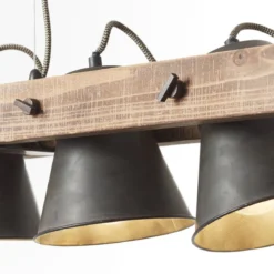 Brilliant Leuchten No. 82175-46 LED Pendelleuchte Plow 5-flg schwarz-stahl Holz