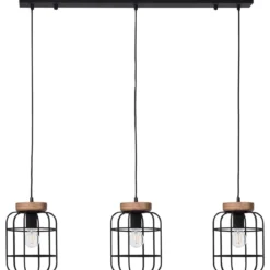 Brilliant Leuchten No. 99256-66 Pendelleuchte Gwen 3-flammig E27 schwarz antik holz