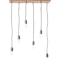 Brilliant Leuchten No. 99542-76 Pendelleuchte Rustik 6-flammig E27 schwarz holzfarbend