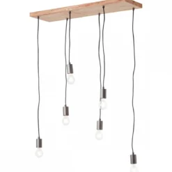 Brilliant Leuchten No. 99542-76 Pendelleuchte Rustik 6-flammig E27 schwarz holzfarbend
