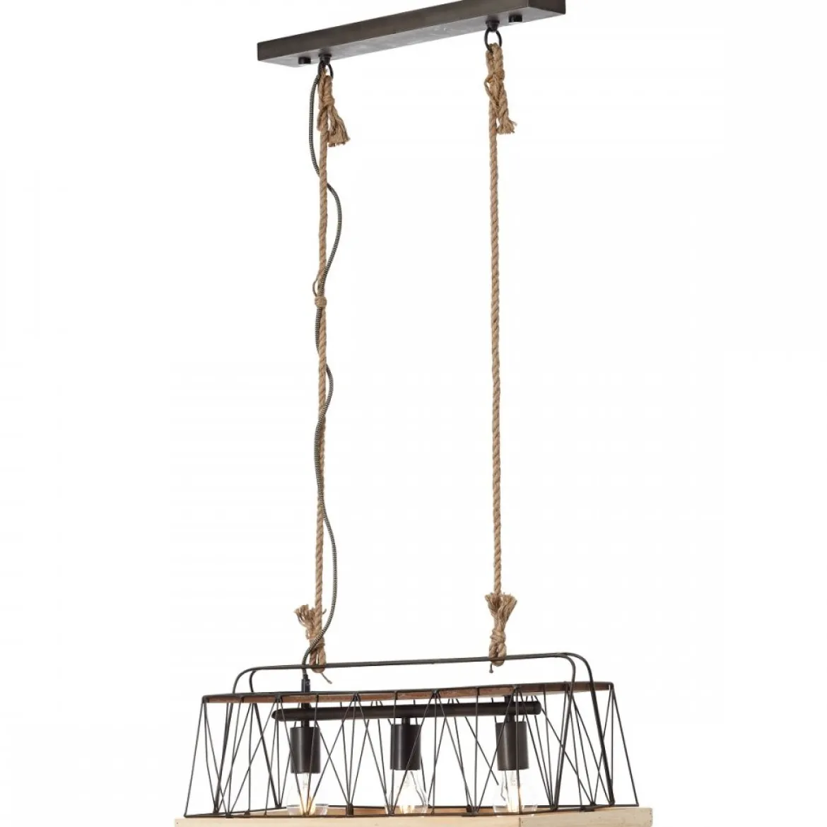 Brilliant Leuchten No. 93587-71 Pendelleuchte Narcy 3-flammig metallfarbend holz