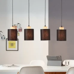 Brilliant Leuchten No. 99413-76 Pendelleuchte Vonnie 4-flammig E27 schwarz holzfarbend