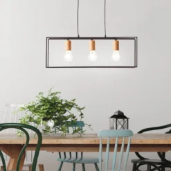 Brilliant Leuchten No. 92747-76 Pendelleuchte Arica 3-flammig E27 schwarz holzfarbend