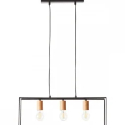 Brilliant Leuchten No. 92747-76 Pendelleuchte Arica 3-flammig E27 schwarz holzfarbend