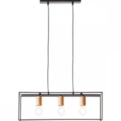 Brilliant Leuchten No. 92747-76 Pendelleuchte Arica 3-flammig E27 schwarz holzfarbend