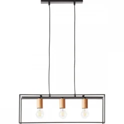 Brilliant Leuchten No. 92747-76 Pendelleuchte Arica 3-flammig E27 schwarz holzfarbend