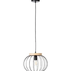 Brilliant Leuchten No. 99234-76 Sorana Pendelleuchte schwarz holzfarbend E27