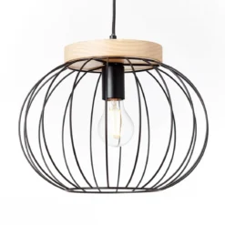 Brilliant Leuchten No. 99234-76 Sorana Pendelleuchte schwarz holzfarbend E27