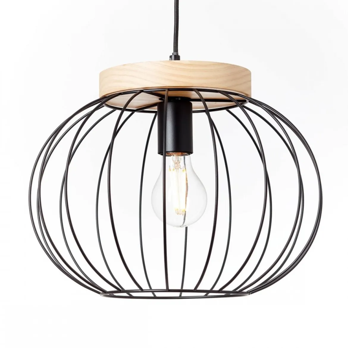 Brilliant Leuchten No. 99234-76 Sorana Pendelleuchte schwarz holzfarbend E27