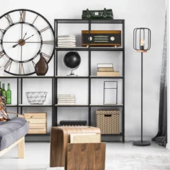 Brilliant Leuchten No. 93145-66 Standleuchte Tosh 163cm E27 antik holz schwarz korund