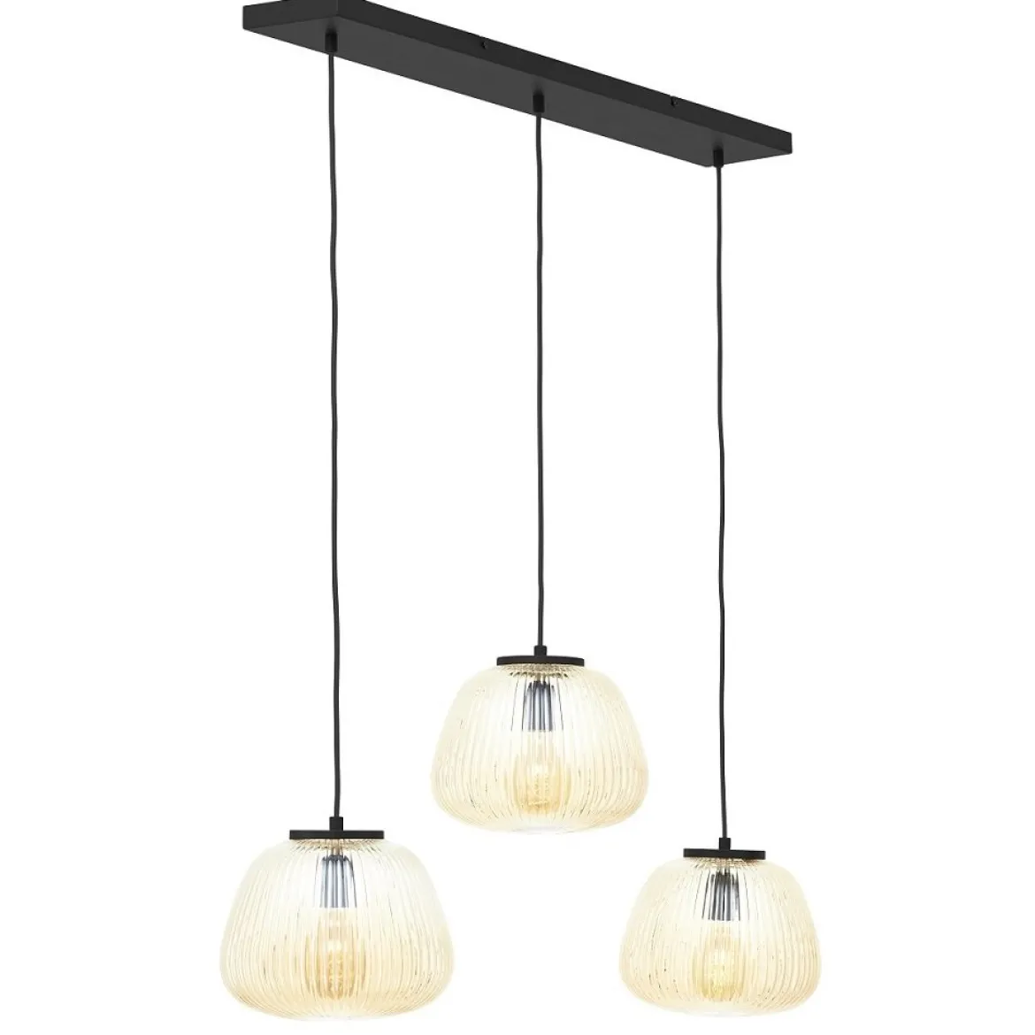 Brilliant Leuchten 80109-86 Pendelleuchte Kaizen 3- flammig amber-bernstein schwarz