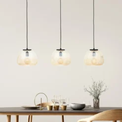 Brilliant Leuchten 80109-86 Pendelleuchte Kaizen 3- flammig amber-bernstein schwarz