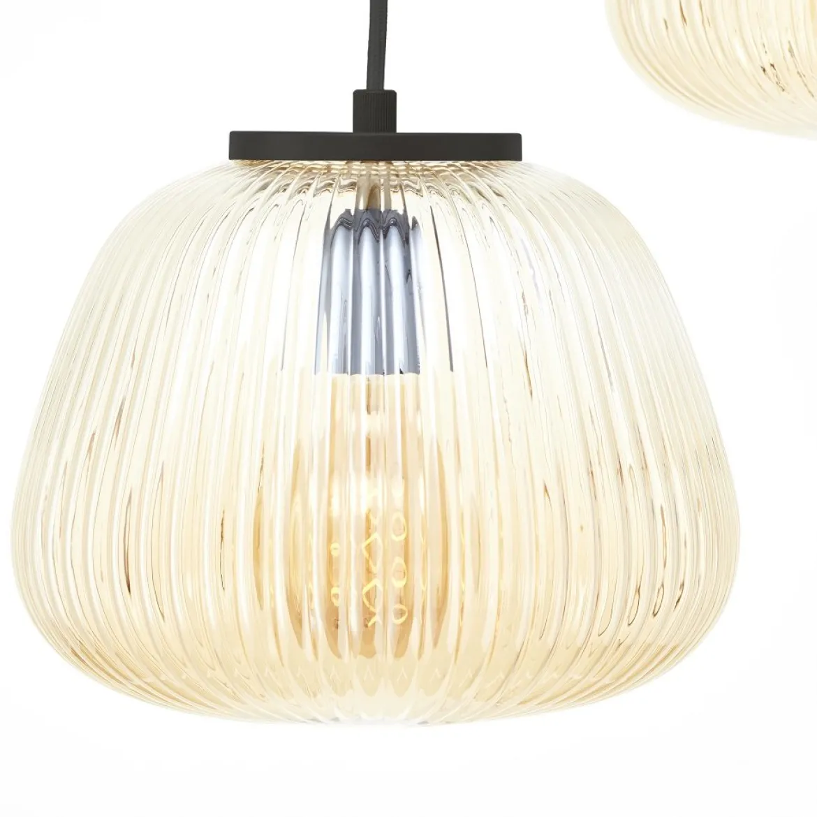 Brilliant Leuchten 80109-86 Pendelleuchte Kaizen 3- flammig amber-bernstein schwarz