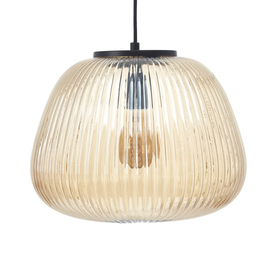 Brilliant Leuchten 80108-86 Pendelleuchte Kaizen 35cm amber-bernstein schwarz