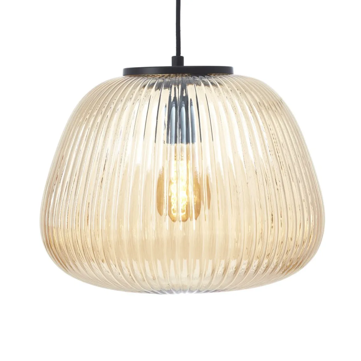 Brilliant Leuchten 80108-86 Pendelleuchte Kaizen 35cm amber-bernstein schwarz