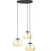 Brilliant Leuchten 80110-86 Pendelleuchte Kaizen 3- flammig rund amber-bernstein schwarz