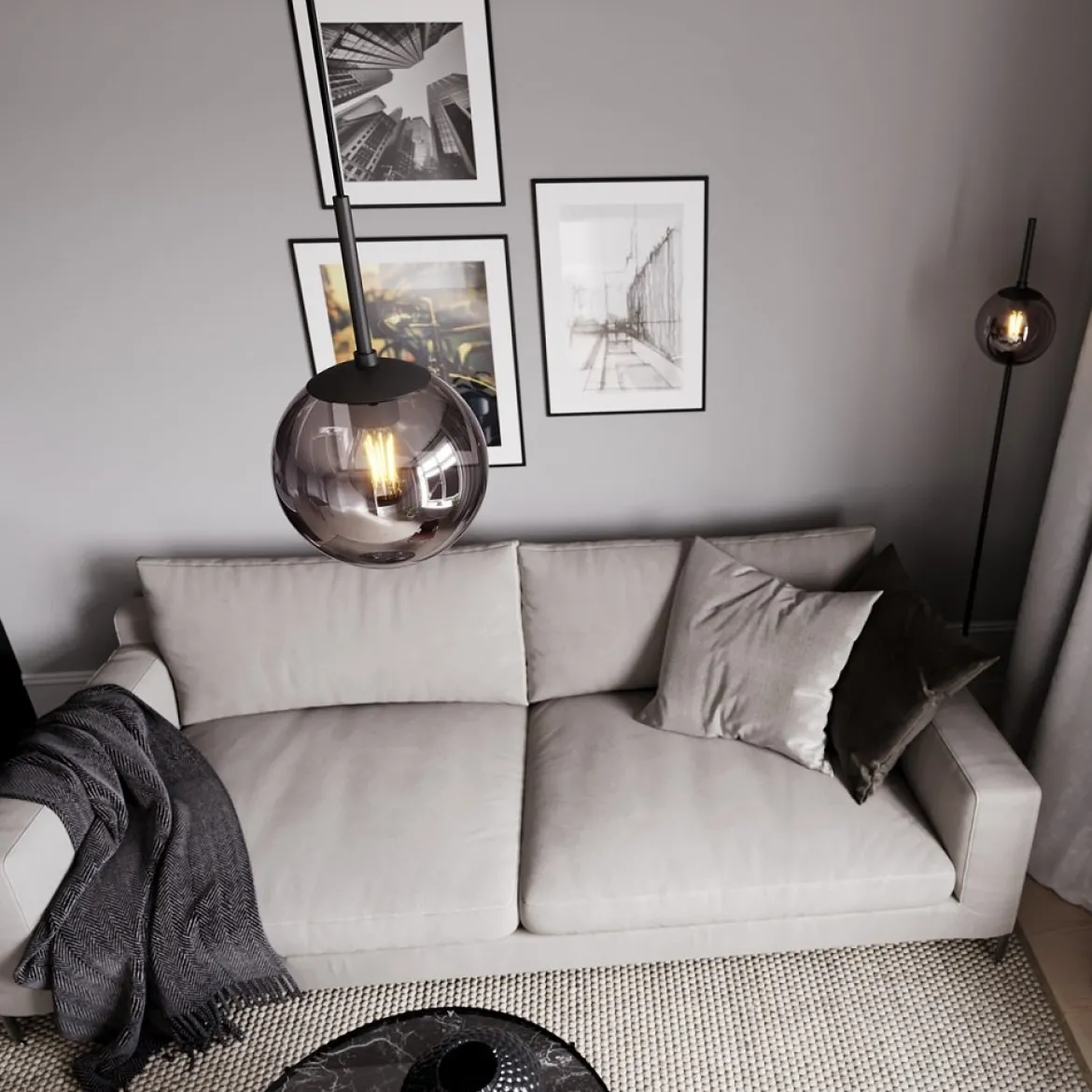 By Rydéns 4100930-4505 Stehleuchte Boyle 164cm rauchgrau E27