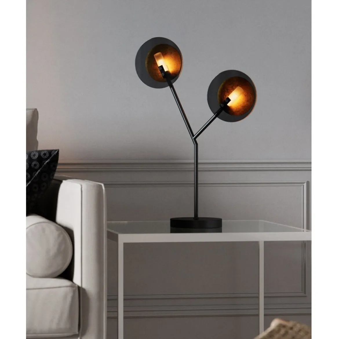 By Rydéns 4002610-4002 Tischleuchte Turno schwarz Metall Glas 59cm