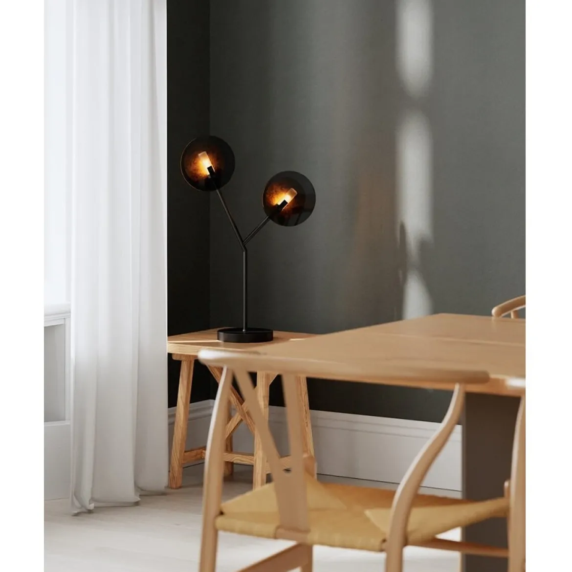 By Rydéns 4002610-4002 Tischleuchte Turno schwarz Metall Glas 59cm