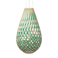 David Trubridge Koura Pendelleuchte 160 cm aqua